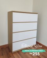 [Premium Grade ] VESTA 4 Drawer Chest-Oak+White - Image 9