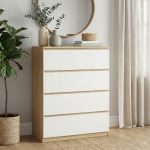 [Premium Grade ] VESTA 4 Drawer Chest-Oak+White