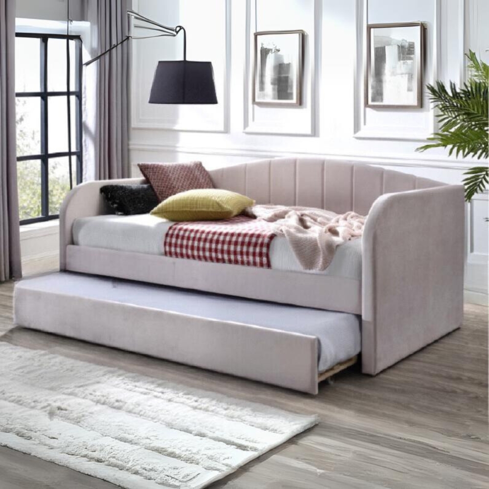 Pink velvet best sale daybed with trundle