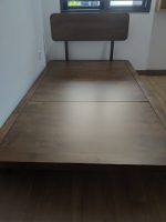 TOSHIKO Full Solid Wood Super Single Size Bed Frame-Walnut - Image 5