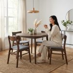 MAISIE Melamine Top 4 Seater Round Dining Set-Cocoa - Image 2