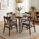MAISIE Melamine Top 4 Seater Round Dining Set-Cocoa