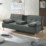 [Last Unit] LAUREN Sofa Bed With Cup Holder Arm Rest-Dark Grey