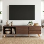 SAMATHA 6 Feet Sliding Door TV Cabinet-Walnut