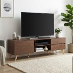 SAMATHA 6 Feet Sliding Door TV Cabinet-Walnut - Image 3