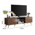 SAMATHA 6 Feet Sliding Door TV Cabinet-Walnut - Image 4
