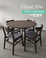 MAISIE Melamine Top 4 Seater Round Dining Set-Cocoa - Image 12