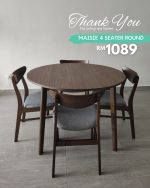 MAISIE Melamine Top 4 Seater Round Dining Set-Cocoa - Image 11