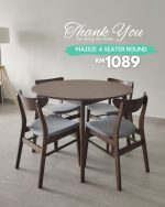 MAISIE Melamine Top 4 Seater Round Dining Set-Cocoa - Image 10