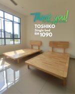 TOSHIKO Full Solid Wood Single Size Bed Frame-Natural - Image 4