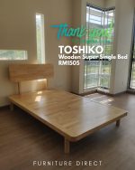 TOSHIKO Full Solid Wood Super Single Size Bed Frame-Natural - Image 7