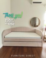 VIOLET Daybed With Trundle Pull Out-Pink Velvet - Image 4