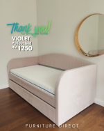 VIOLET Daybed With Trundle Pull Out-Pink Velvet - Image 5