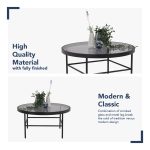 CASHEL Tempered Glass Top Round Coffee Table-Black - Image 5