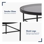 CASHEL Tempered Glass Top Round Coffee Table-Black - Image 4