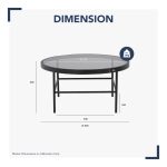CASHEL Tempered Glass Top Round Coffee Table-Black - Image 3