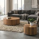 HADLEY Walnut Veneer Round Occasional Tables-2 Sizes