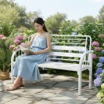 LEONA 160CM Metal Bench Chair-White