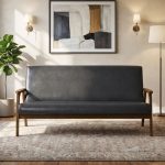 NICCO 3 Seater Wooden Sofa-Black PU