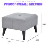 MARCO 52x52CM Fabric Stool-Light Grey - Image 4