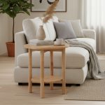 SOVEN Full Solid Rubberwood Side Table-Natural