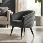 DENIS Gold Cap Legs Lounge Chair-Grey