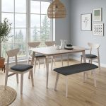 JASWAY Full Solid 6 Seater Pet Friendly Dining Set-White Wash - Image 2