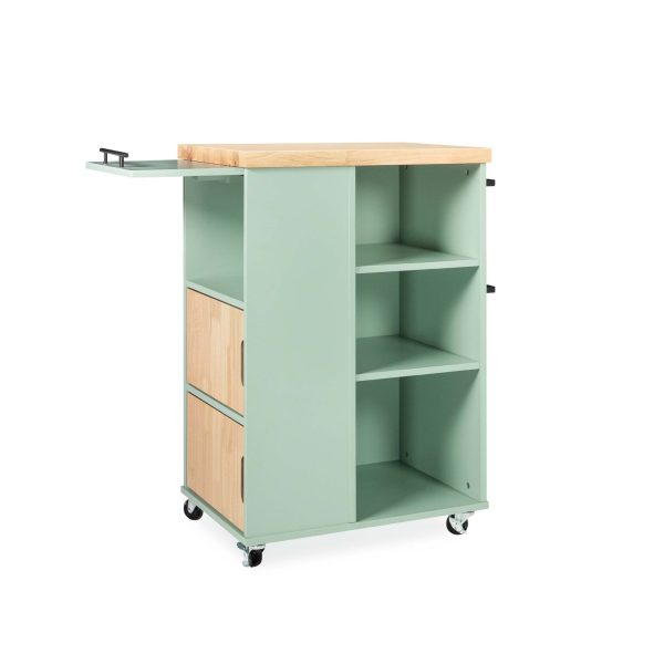 TAYLIA Solid Wood Kitchen Cart Trolley-Mint Green