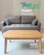 PENNY 3 Seater Sofa with 2 cushion pillows-Stone - Image 18