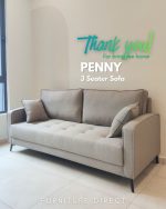 PENNY 3 Seater Sofa with 2 cushion pillows-Stone - Image 19
