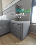 MANADO 2 Drawers Bedside Table-Light Grey - Image 12