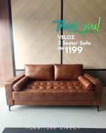 VELOZ 3 Seater Synthetic Fabric Sofa -Brown - Image 11