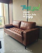 VELOZ 3 Seater Synthetic Fabric Sofa -Brown - Image 13