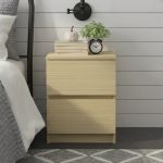VESTA 2 Drawers Bedside Table-Oak