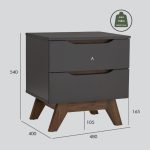 MARIAN 2 Drawer Bedside Table-Grey - Image 9