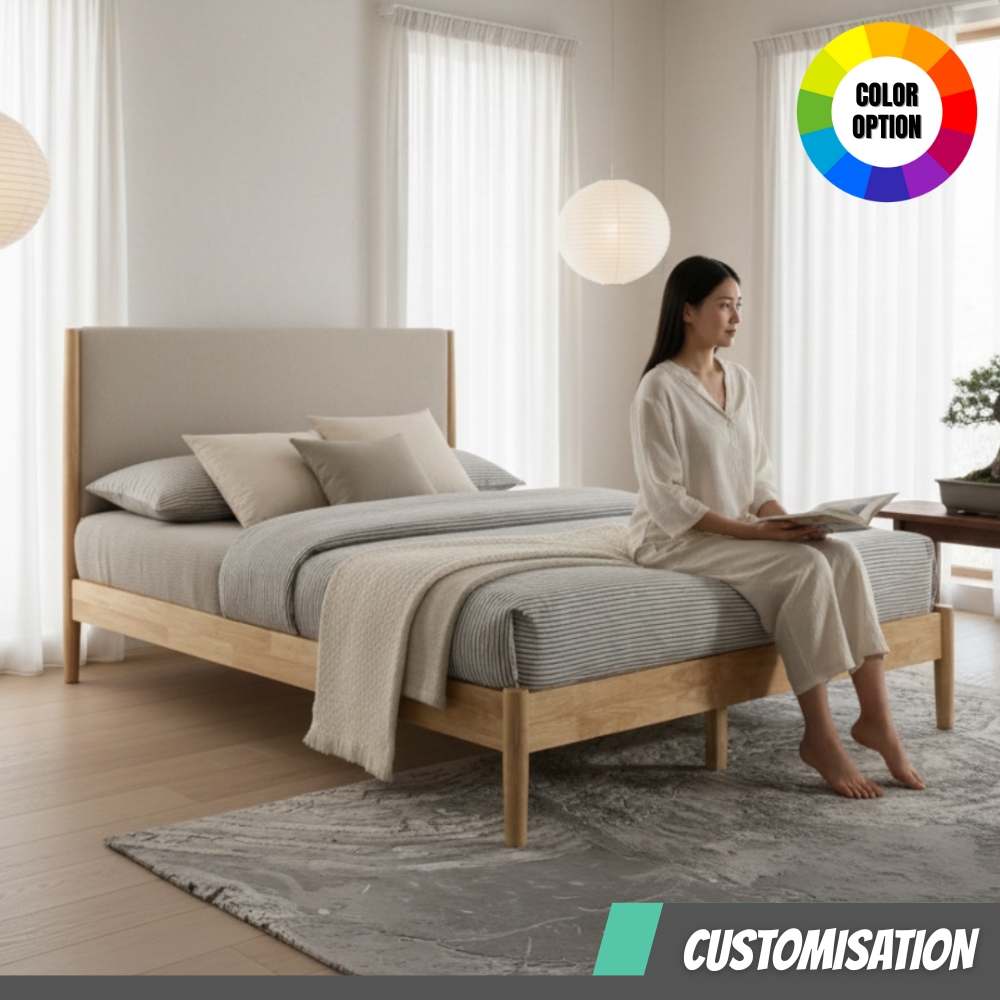 Custom Made-OSAKA BED CUSTOM MADE-OSAKA Solid Wood Bed Frame-2 Sizes - Image 1