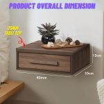 MARIE 1 Drawer Wall Mounted Bedside Table-Walnut - Image 2