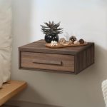 MARIE 1 Drawer Wall Mounted Bedside Table-Walnut