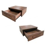 MARIE 1 Drawer Wall Mounted Bedside Table-Walnut - Image 3