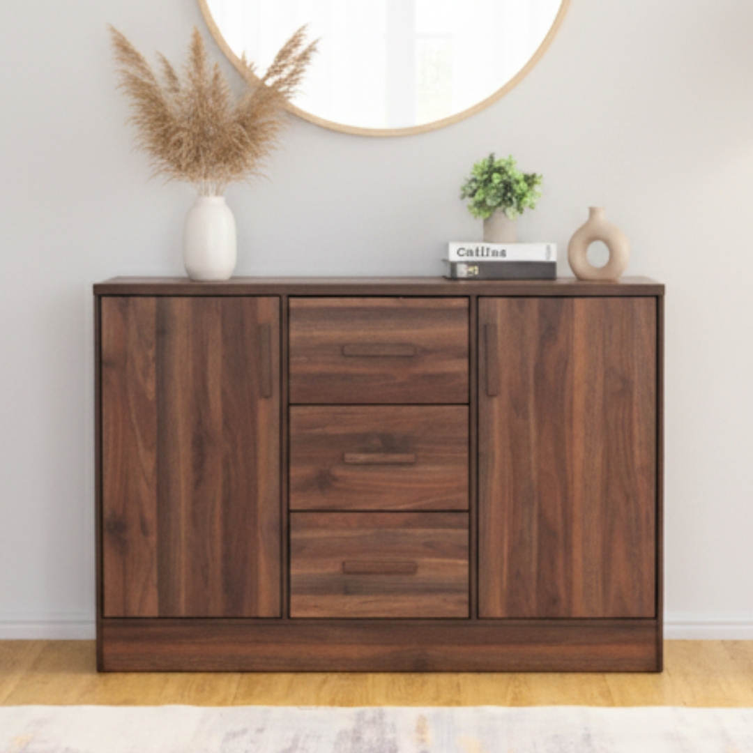 MARIE SIDEBOARD MAIN 22 MARIE 120cm 2 Door 3 Drawers Sideboard-Walnut - Image 1