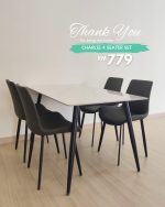 CHARLIE 4 Seater Sintered Stone Dining Set-Grey - Image 10