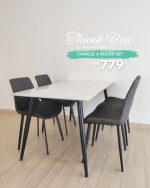 CHARLIE 4 Seater Sintered Stone Dining Set-Grey - Image 11