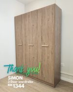 SIMON XL Size 3 Door Swing Door Wardrobe-Oak - Image 11