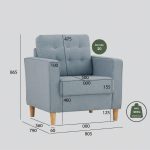 SLOKA 1 Seater Sofa-Silver Blue - Image 10