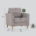 SLOKA 1 Seater Sofa-Light Grey - Image 10