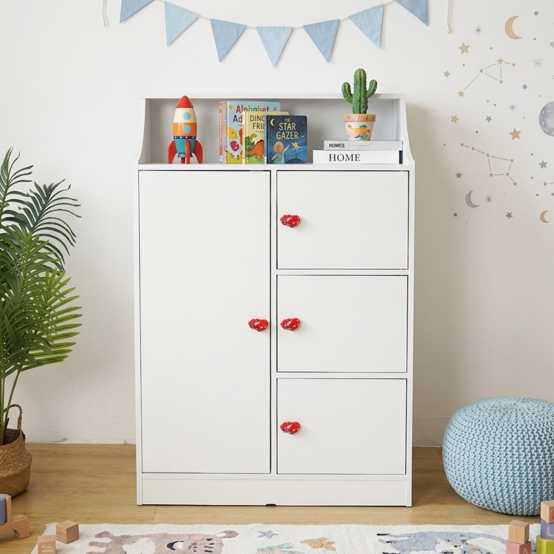 AUDREY WHITE MAIN AUDREY 4 Door Children Wardrobe-White - Image 1