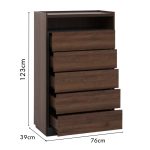 BOSTON 5 Drawer Chest-Walnut - Image 4