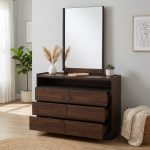 BOSTON 6 Drawer Dresser With Mirror-Walnut - Image 2