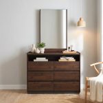 BOSTON 6 Drawer Dresser With Mirror-Walnut