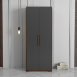 ROME 2 Door Wardrobe-Walnut+Grey - Image 8